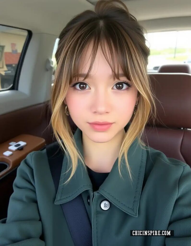 Classic Center Part Whispy bangs hairtstyle