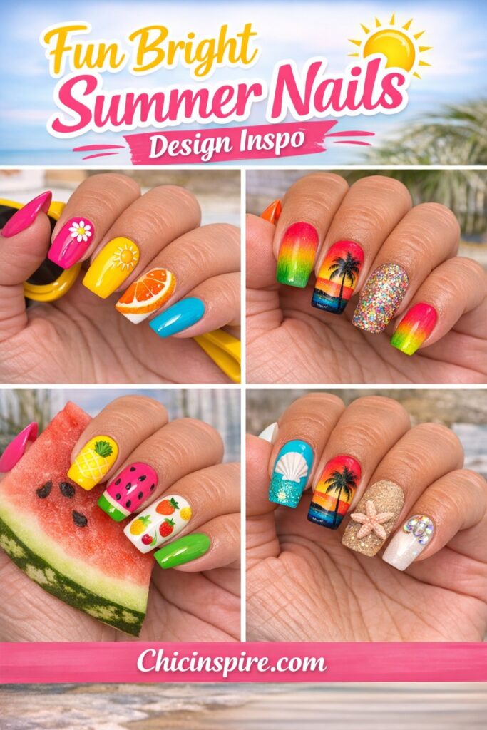 Fun Bright Summer Nails Design Inspo