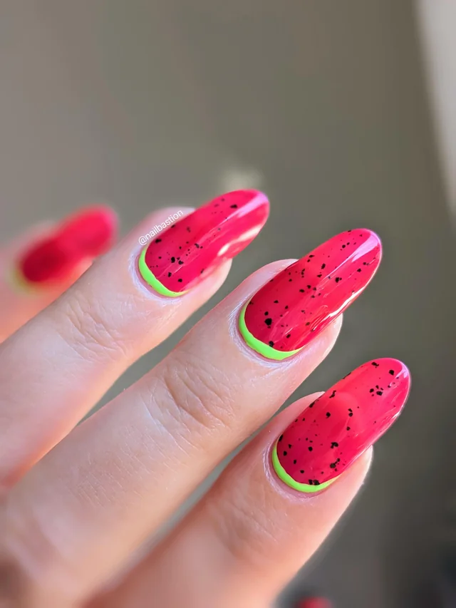 Glossy Jelly Watermelon Nails