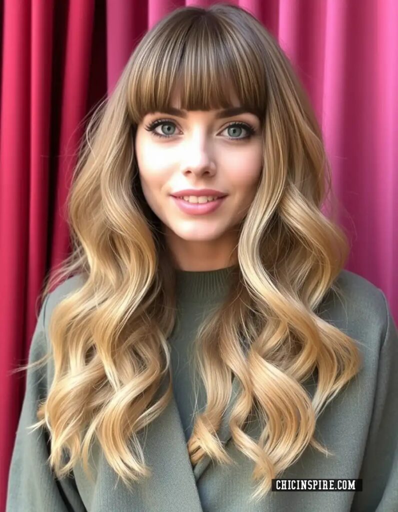 Hollywood Waves with Curtain Bangs