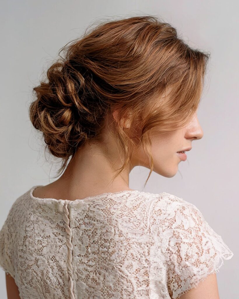 Low Chignon with Wispy Bangs