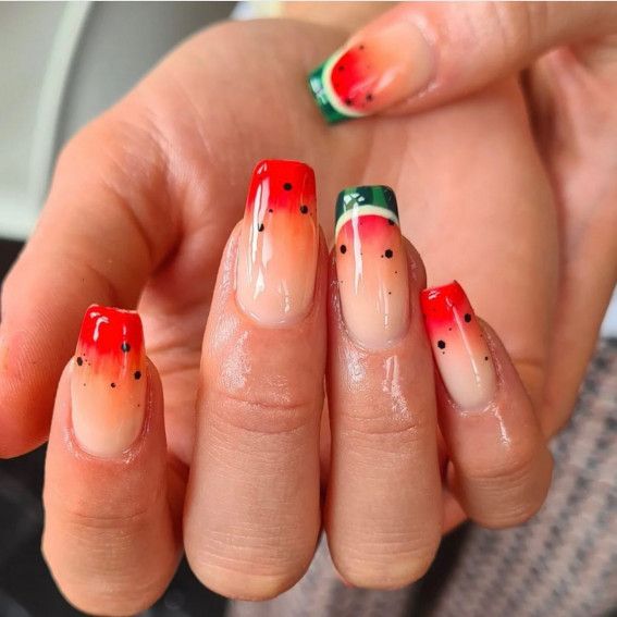 Ombré Watermelon Fade Nails