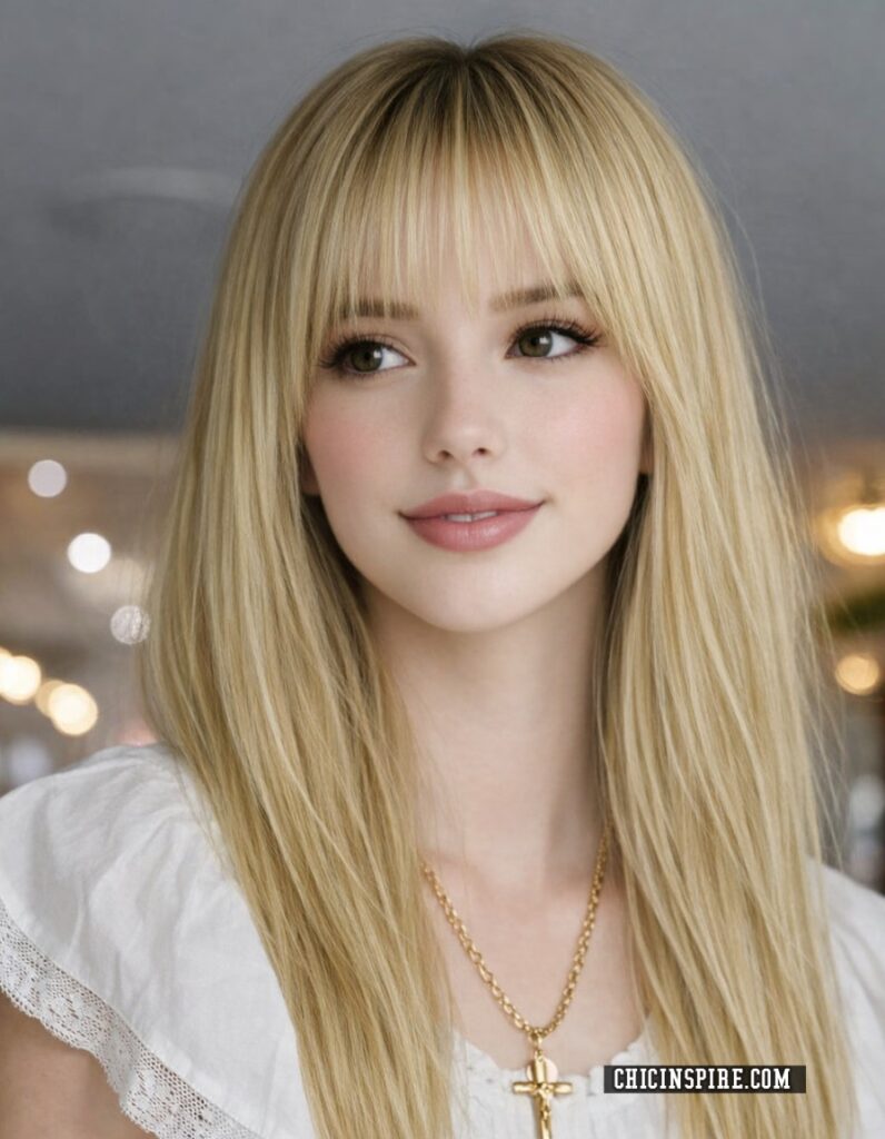 Sleek Straight with Soft Bangs Wispy bangs hairstyle