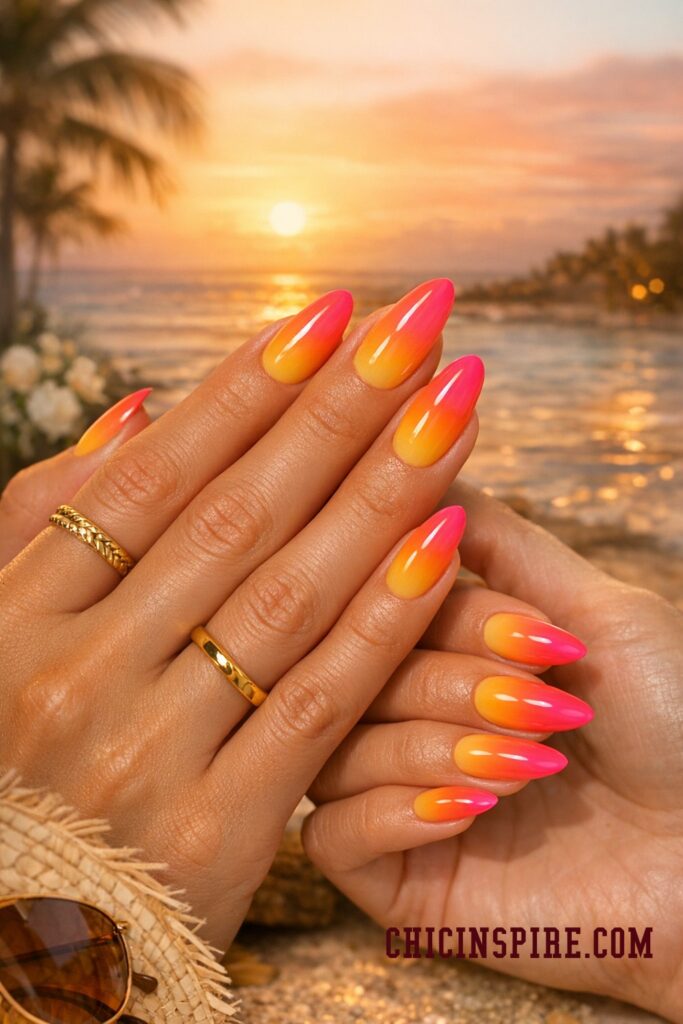 Sunset Ombré summer nails