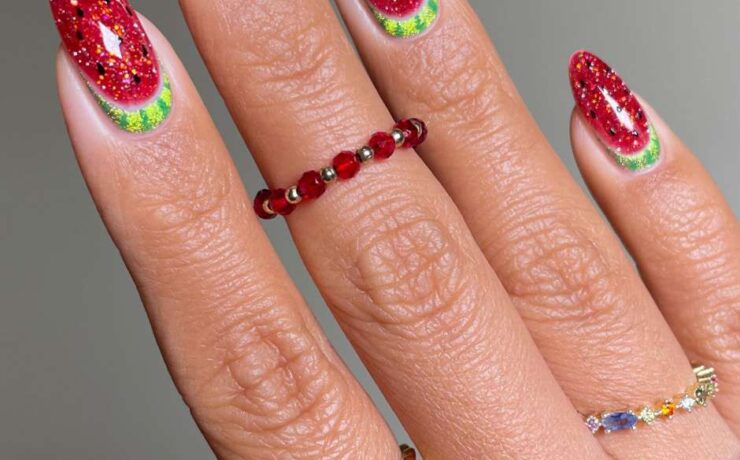 Watermelon Speckled Seeds Nails Watermelon Nails Design Ideas 30 Juicy Manicures for Summer