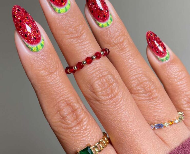 Watermelon Speckled Seeds Nails Watermelon Nails Design Ideas 30 Juicy Manicures for Summer
