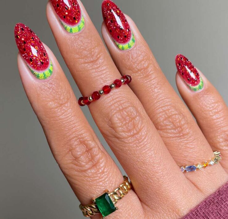Watermelon Speckled Seeds Nails Watermelon Nails Design Ideas 30 Juicy Manicures for Summer