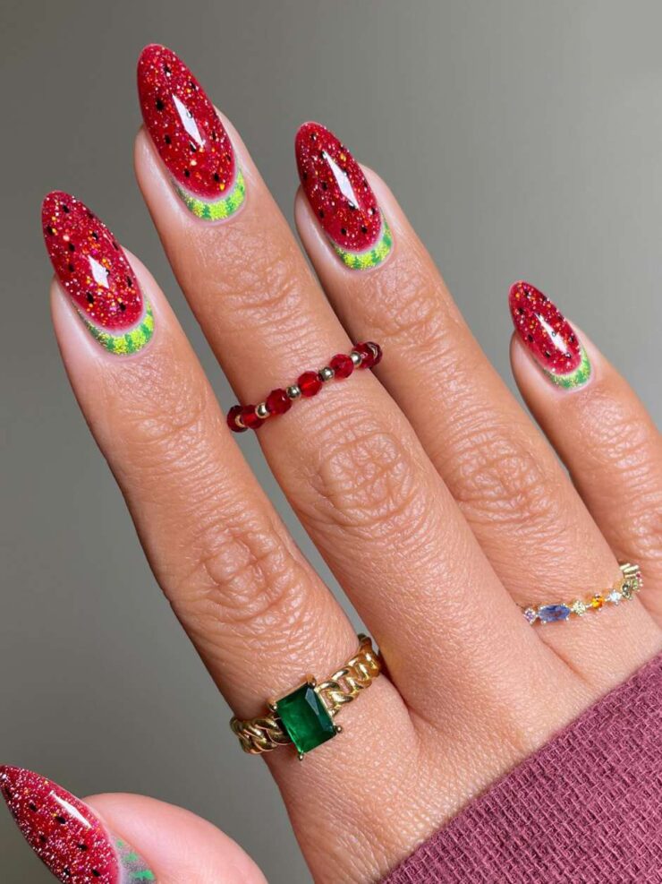 Watermelon Speckled Seeds Nails Watermelon Nails Design Ideas 30 Juicy Manicures for Summer