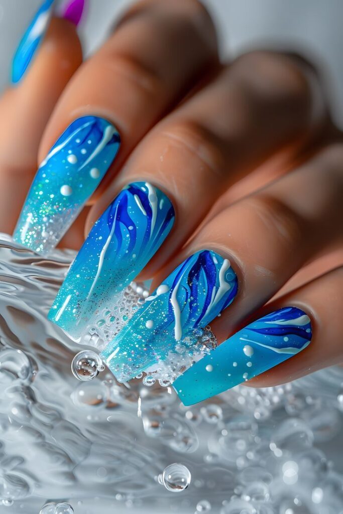 ocean waves summer tropical nails