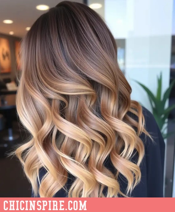 Beach Wave Balayage Brown hair