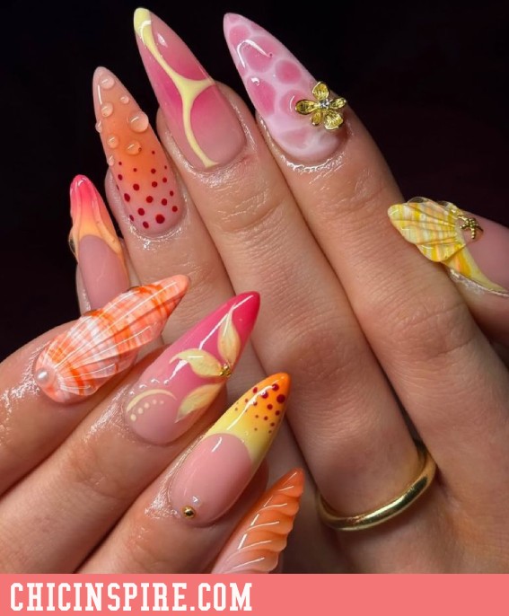 Chrome Brights tropical summer nails