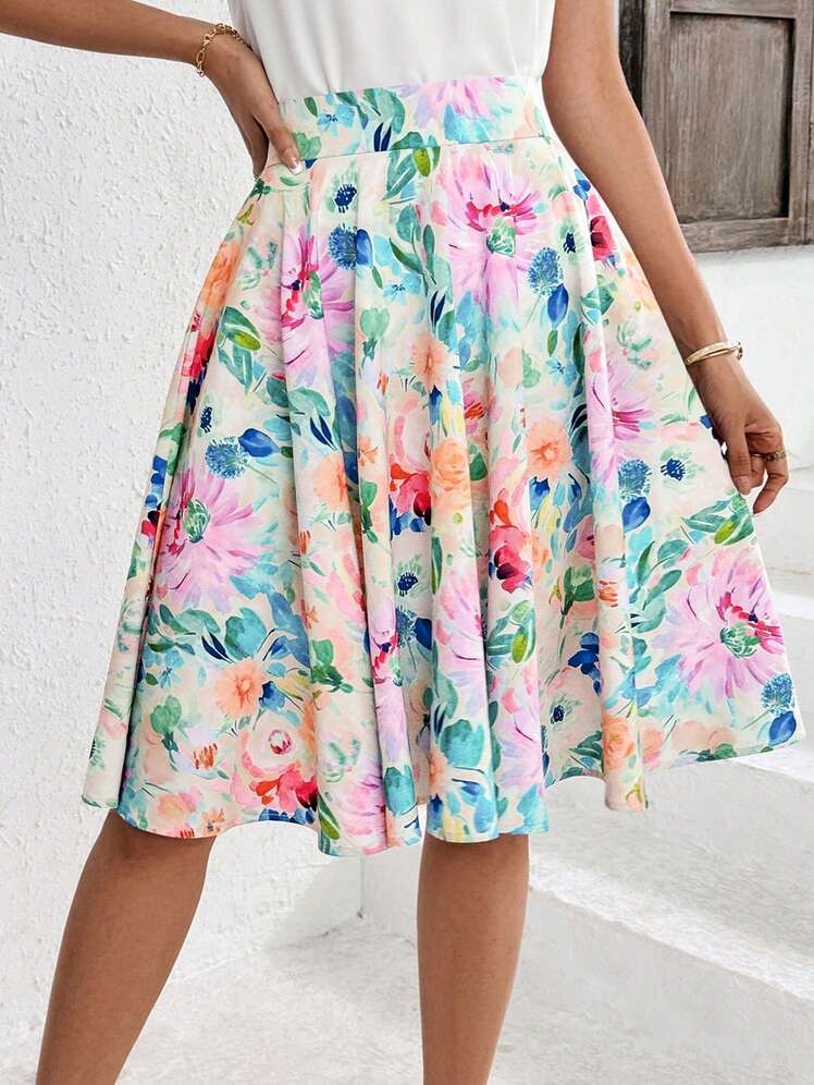 Flower Print A Line Skirtsummer Outfits Shein Mid Size Summer Outfits: 25 Looks That Celebrate Your Shape
