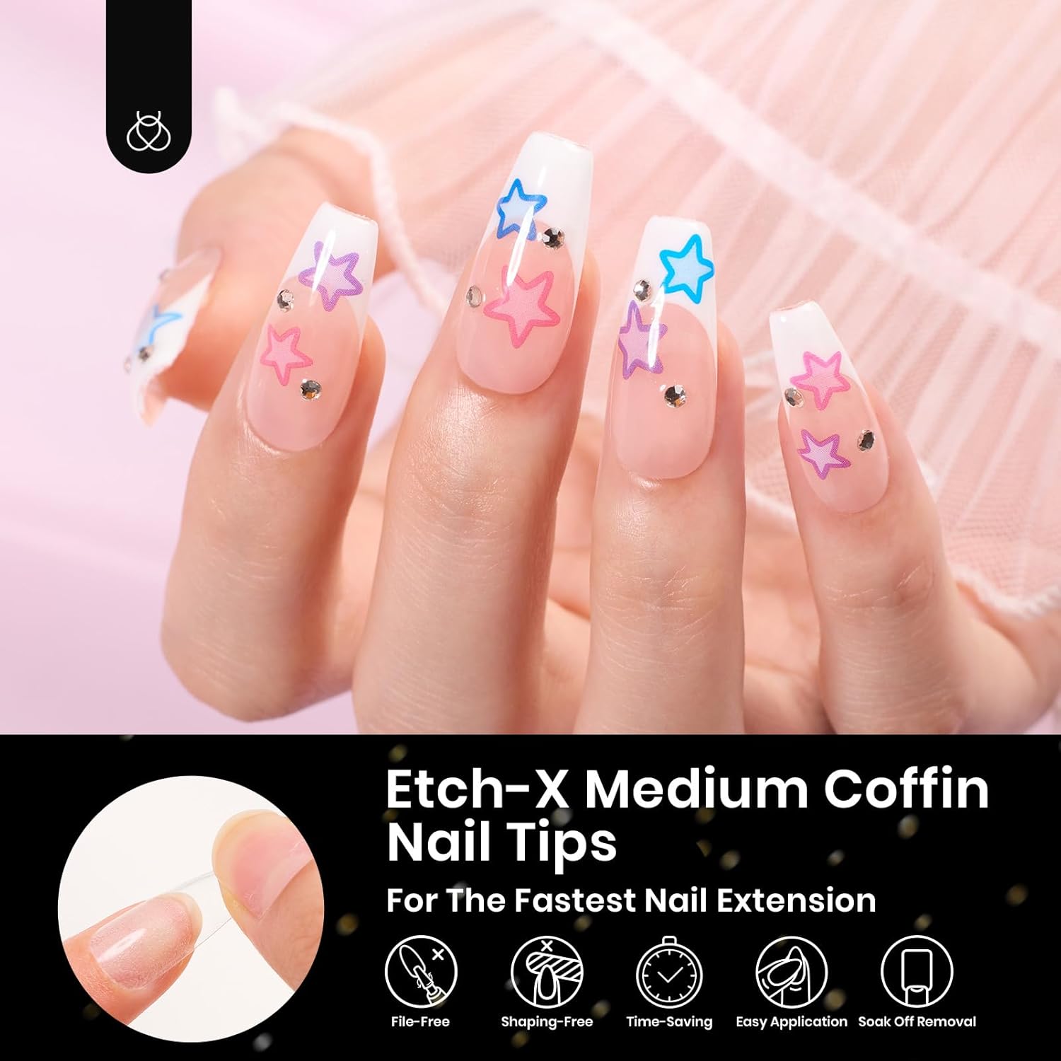 Gel Nail Tips Medium Coffin