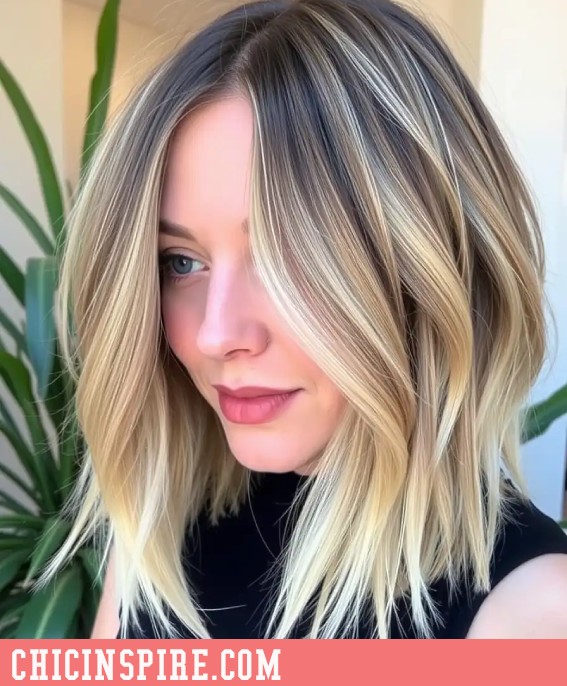 Highlighted Bob Brown hair