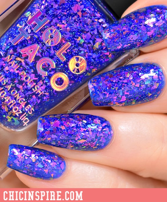 Holographic Over Brights tropical summer nails