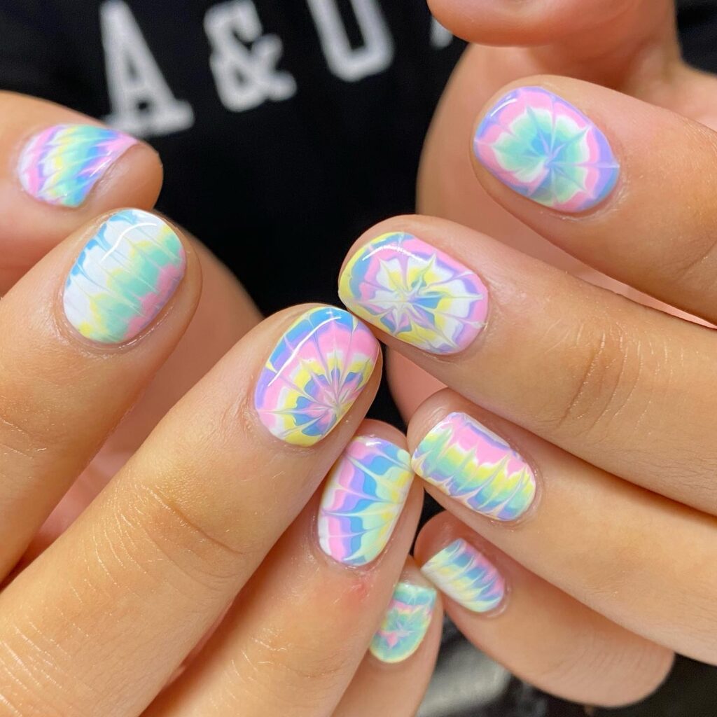 Tie-Dye Swirls tropical summer nails