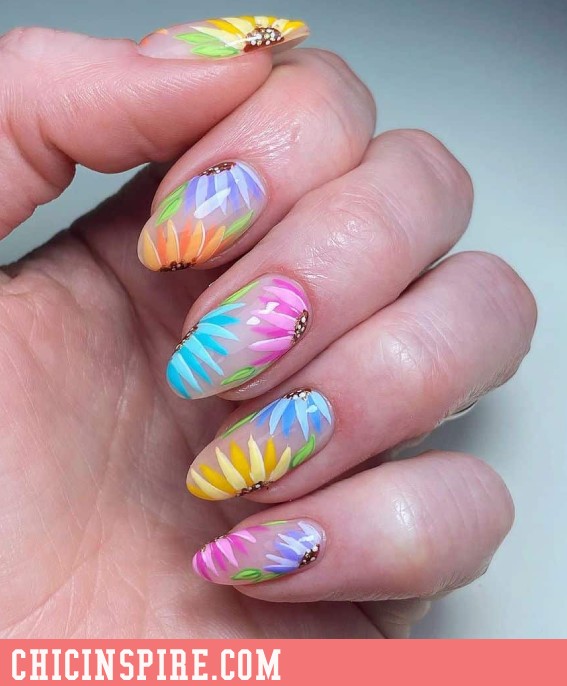 Watercolor Brights tropical summer nails