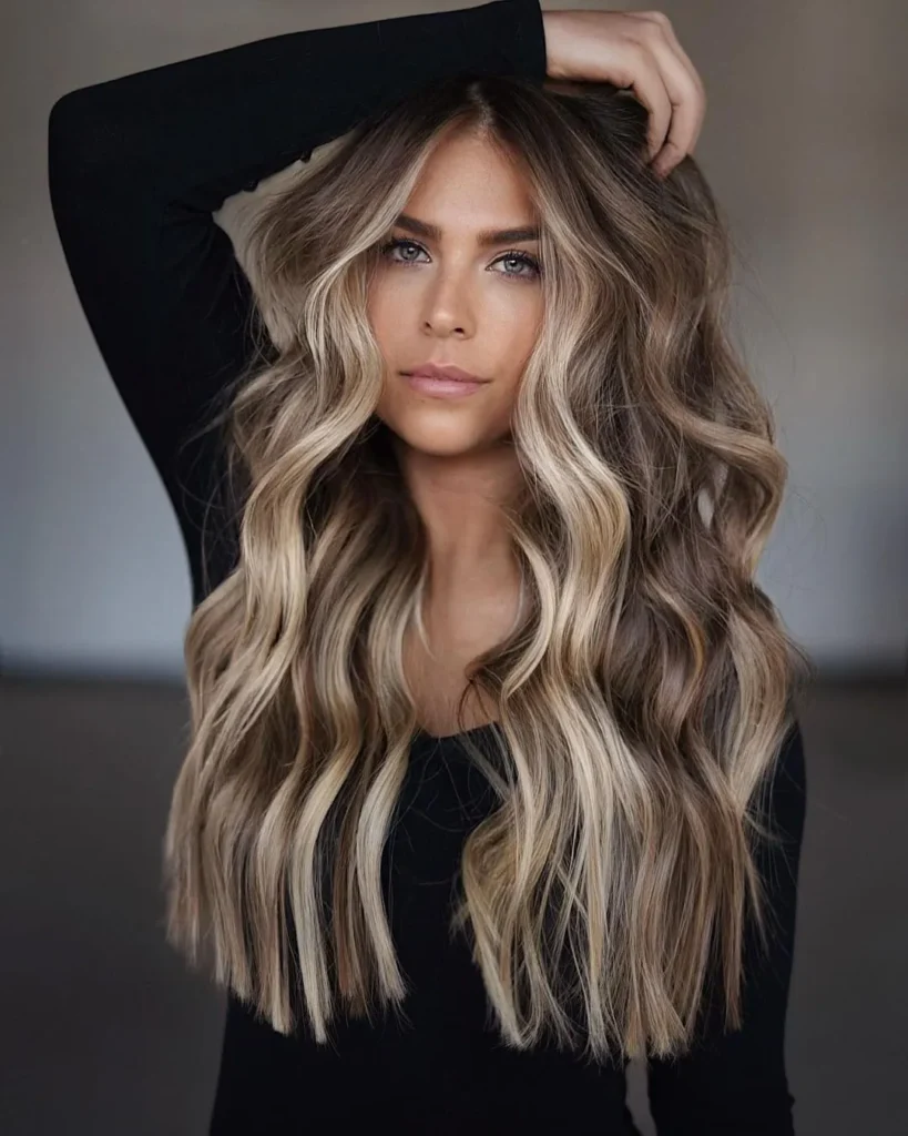 Boho Loose Waves with Curtain Bangs
