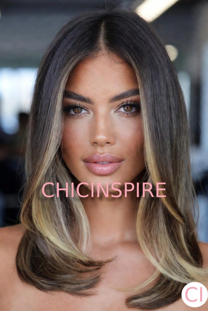 Classic Sleek Blonde Underlayer brunette with blonde peekaboo Hairstyle