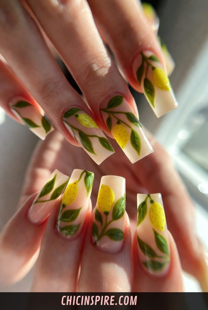 Lemon Branch Botanical Lemon Nails Designs