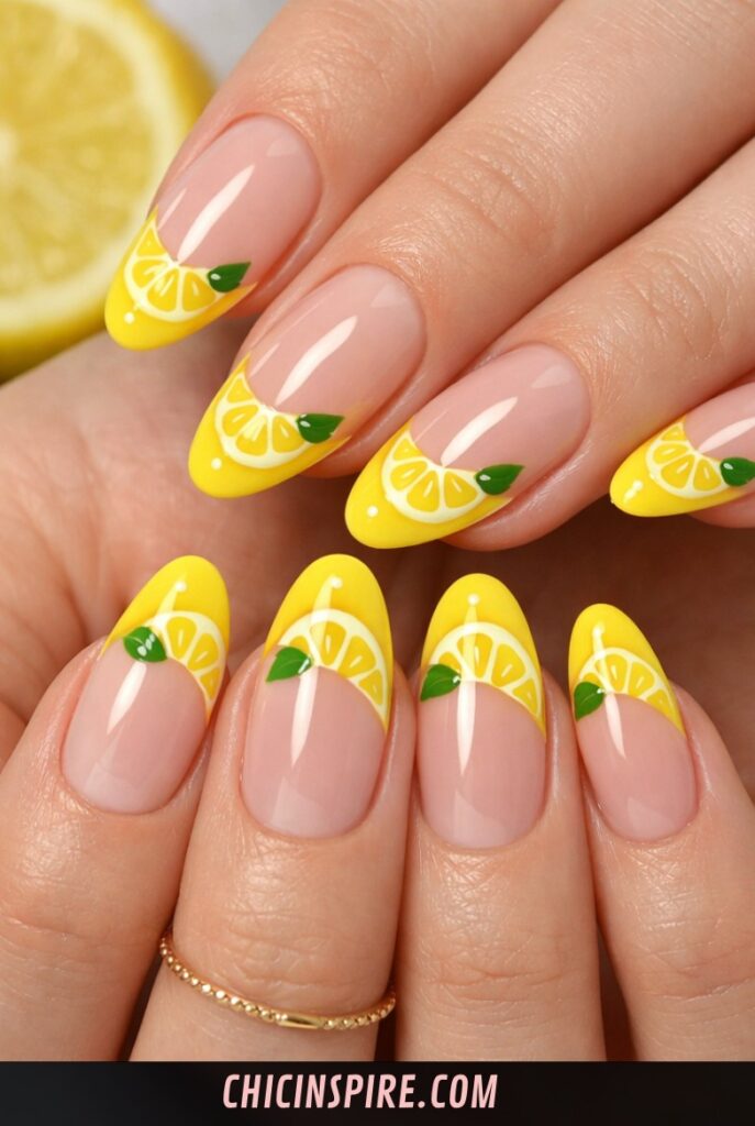 Lemon French Tips Lemon Nail Lemon Nails Designs 12 Zesty & Fresh Ideas