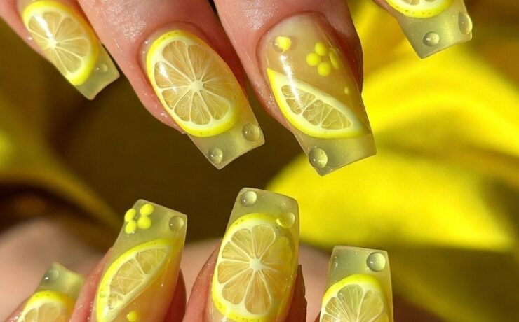 Lemonade Nails (Jelly Yellow) Lemon Nails Designs