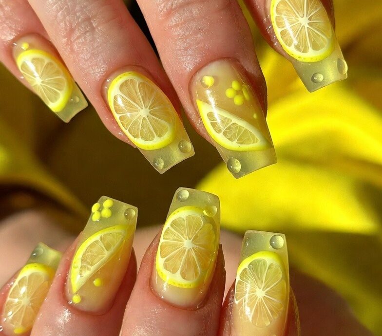 Lemonade Nails (Jelly Yellow) Lemon Nails Designs