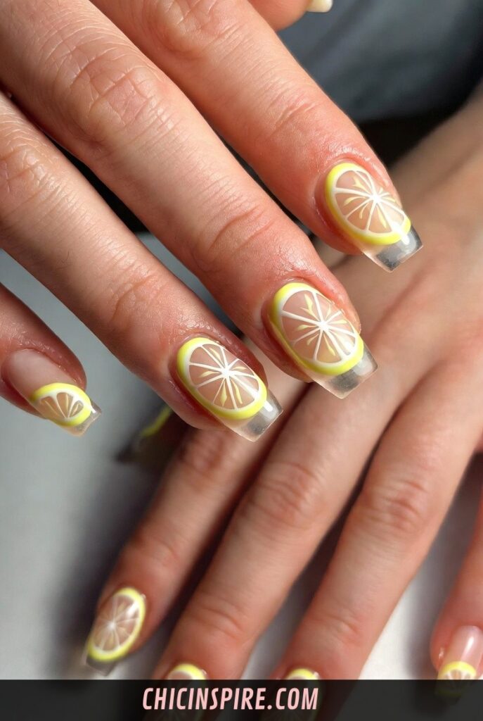 Negative Space Lemon Lemon Nails Designs