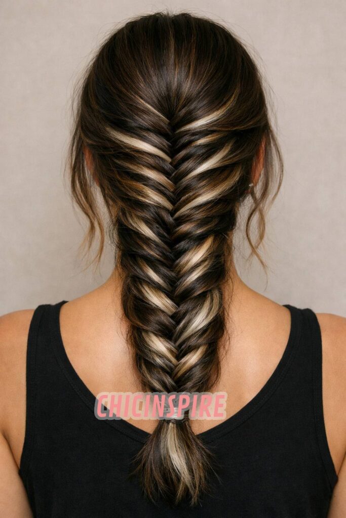 The Fishtail Reveal Brunette with Blonde Peekaboo