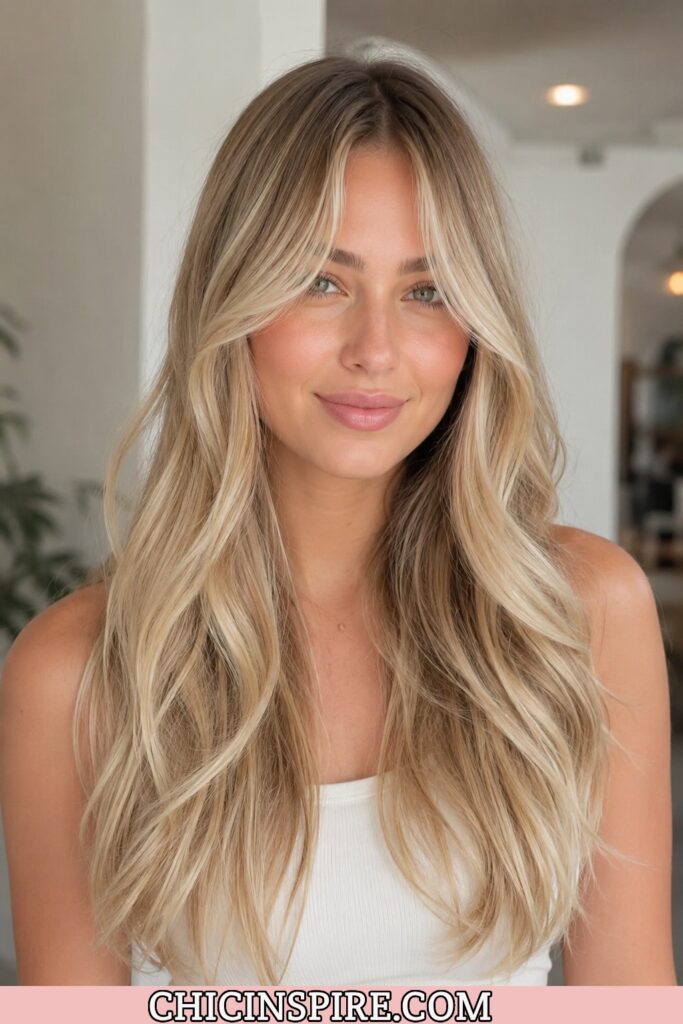 Curtain Bangs with Long Blonde Hair