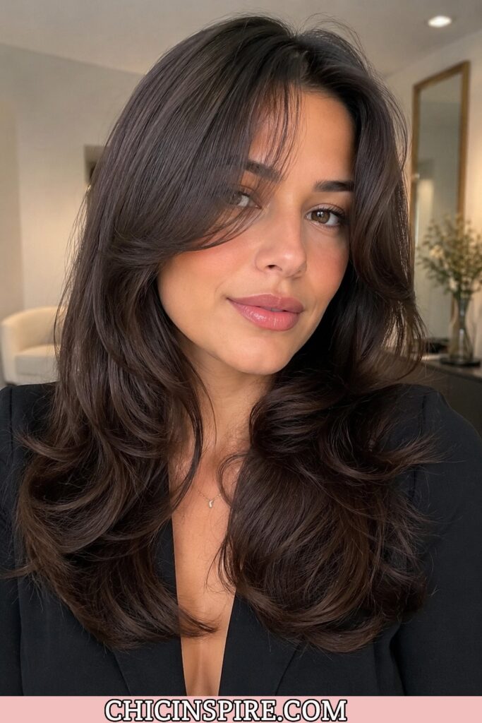 Curtain Bangs with a Soft Blowout