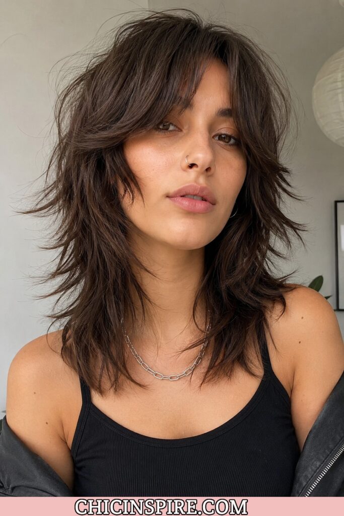 Curtain Bangs with a Wolf Cut