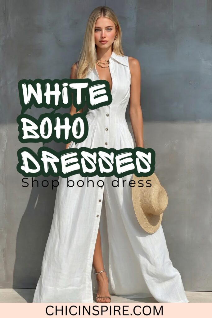 WHITE SUMMER BOHO DRESS