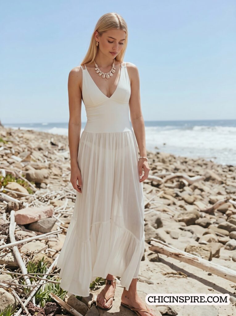 white boho The Smocked Dress