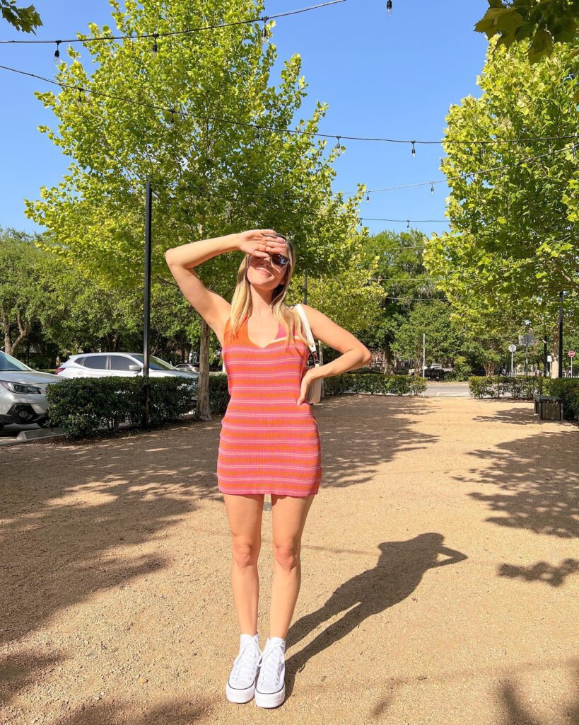 Casual Looks Over 40 Casual Outfit Formula 2: Midi Dress and Sneakers