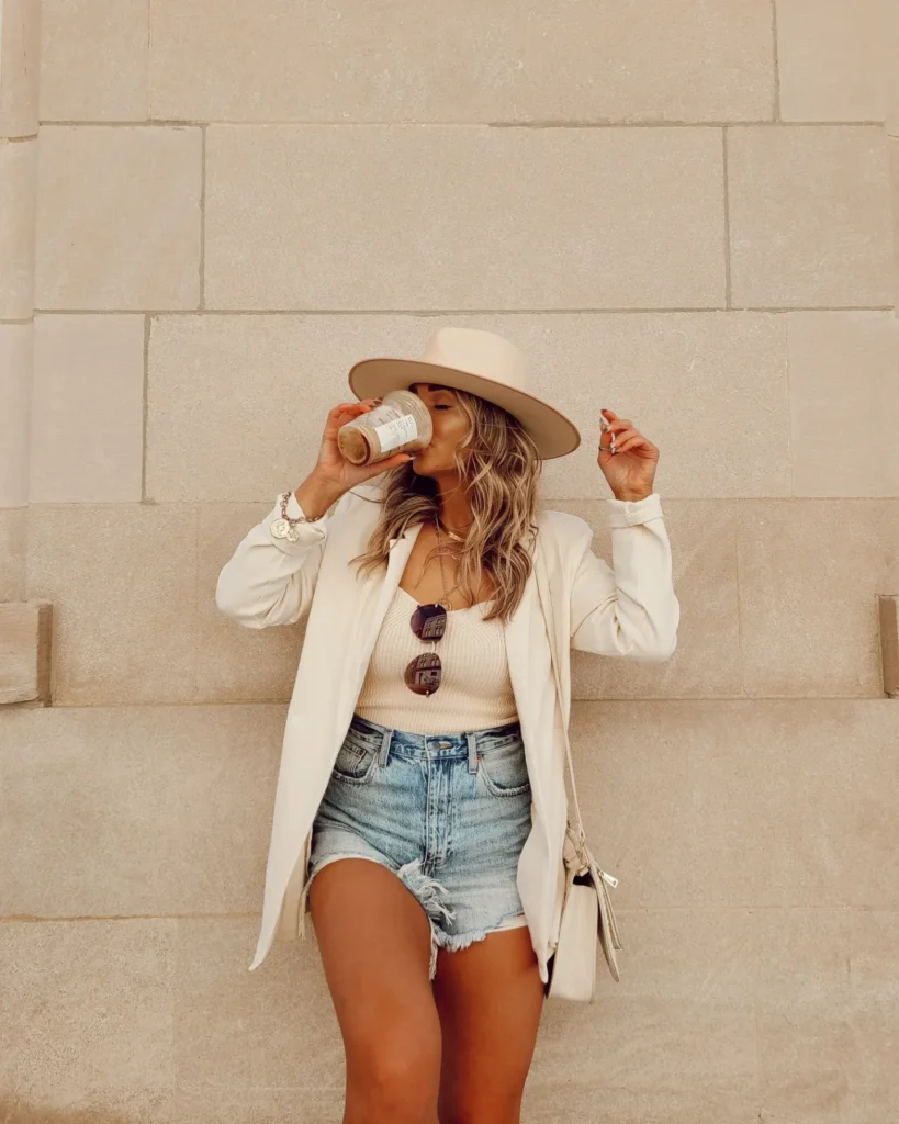 Denim Shorts and Breezy Blouse