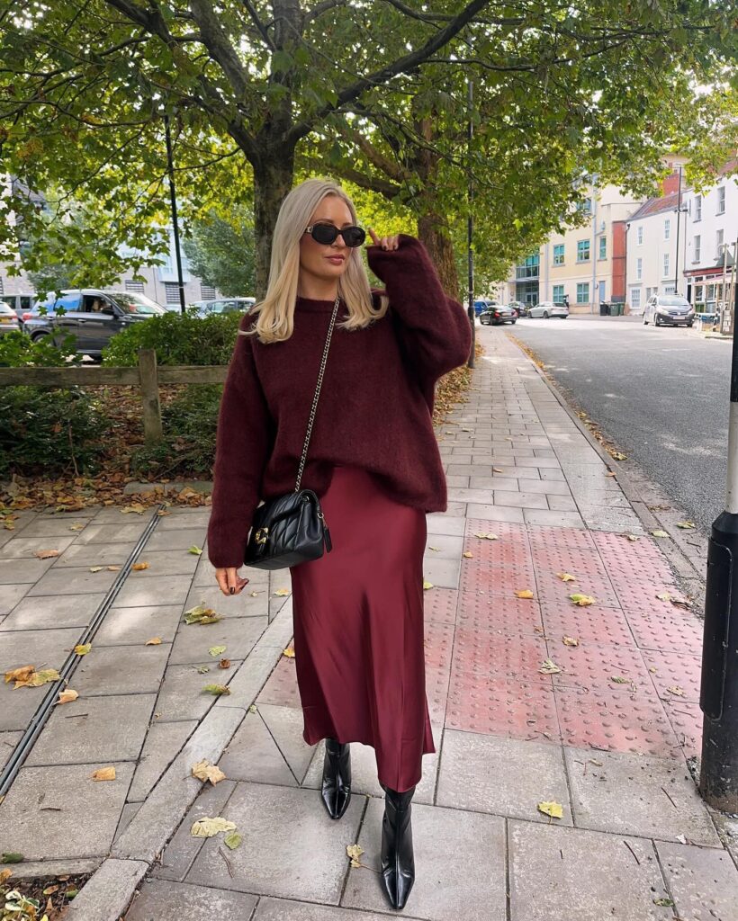 Party Outfit Formula 5: Satin Skirt and Sweater