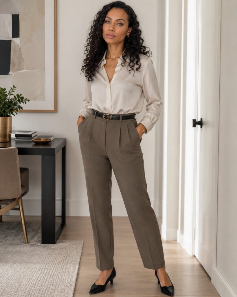 over 40 Women: Office Outfit Formula 1: Trousers and Blouse
