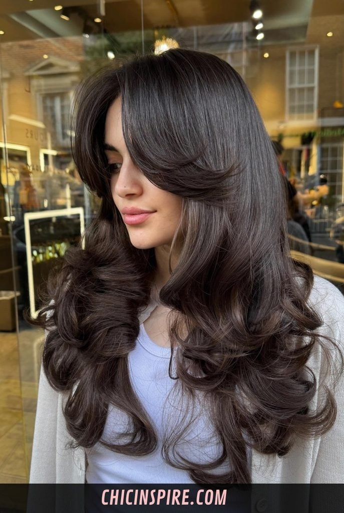 Long Curtain Bangs With Butterfly Layers