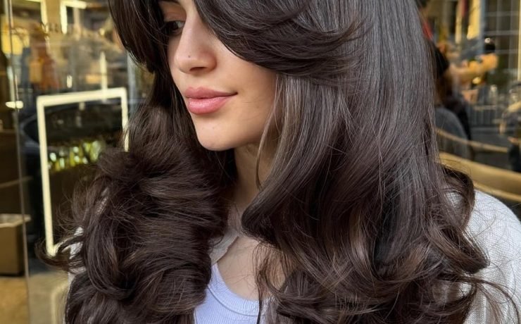 Long Curtain Bangs With Butterfly Layers Long Curtain Bangs for Straight Hair