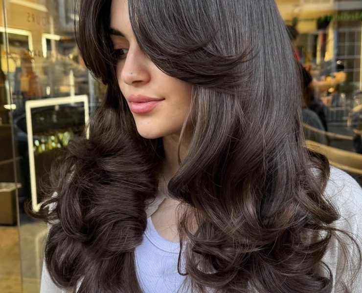 Long Curtain Bangs With Butterfly Layers Long Curtain Bangs for Straight Hair