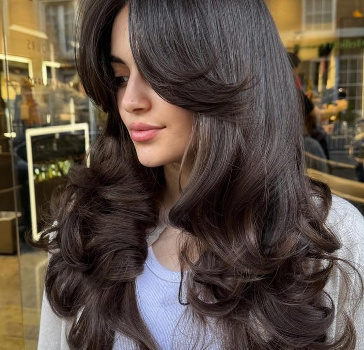Long Curtain Bangs With Butterfly Layers Long Curtain Bangs for Straight Hair