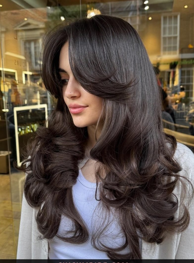 Long Curtain Bangs With Butterfly Layers Long Curtain Bangs for Straight Hair