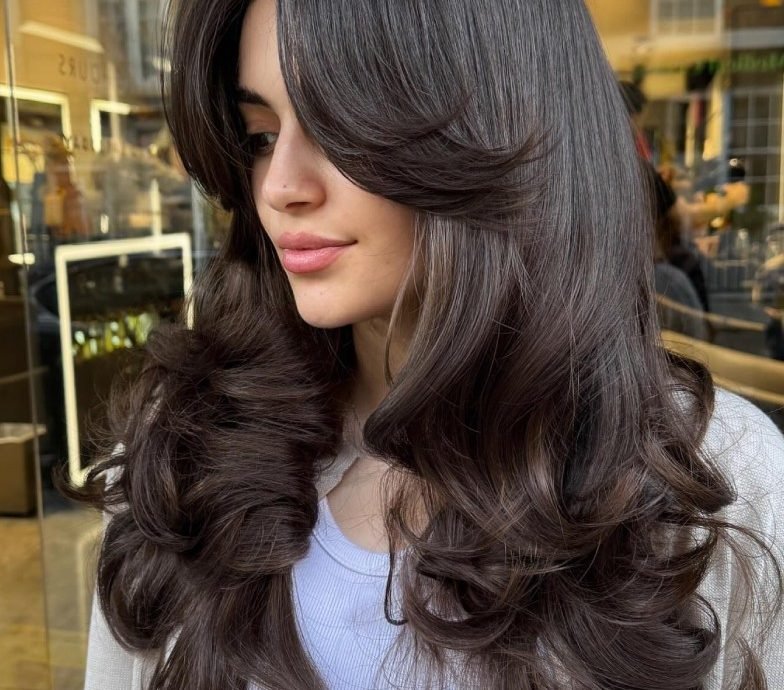 Long Curtain Bangs With Butterfly Layers Long Curtain Bangs for Straight Hair