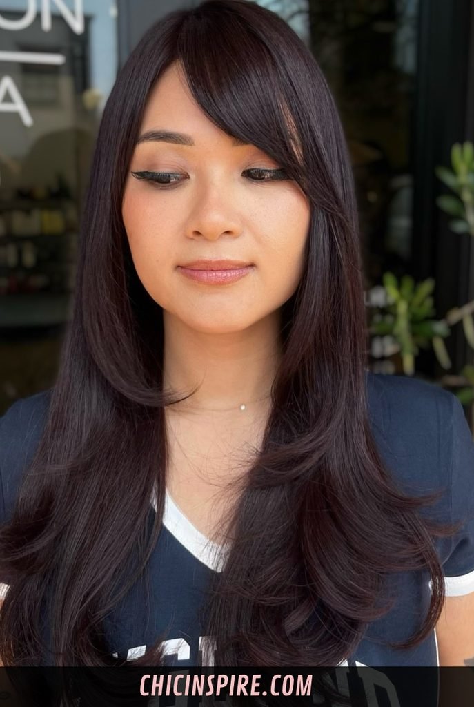 Long Curtain Bangs with Side Parts