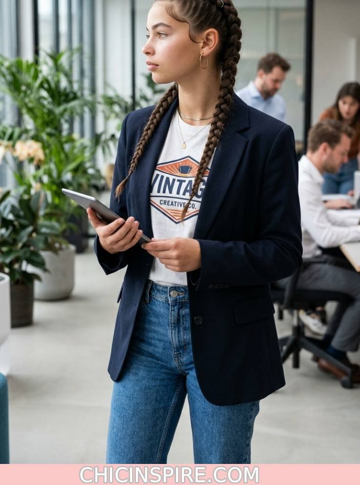 Blazer + Graphic T-Shirt + Jeans