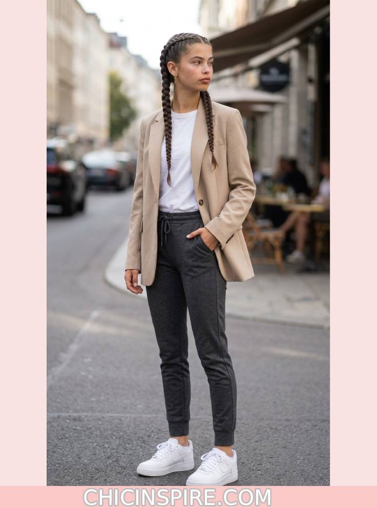 Blazer + Joggers + Sneakers