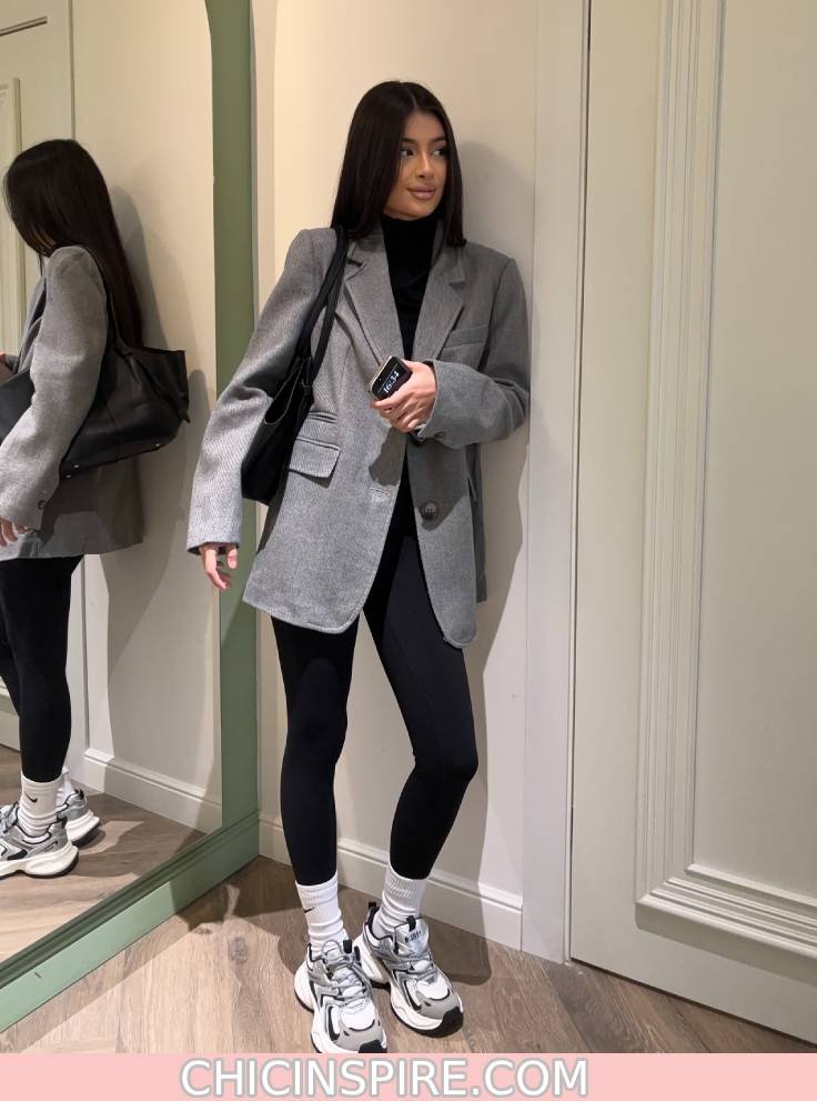 Blazer + Leggings + Sneakers