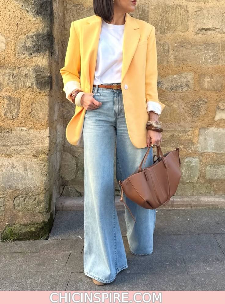 Blazer + Wide-Leg Jeans
