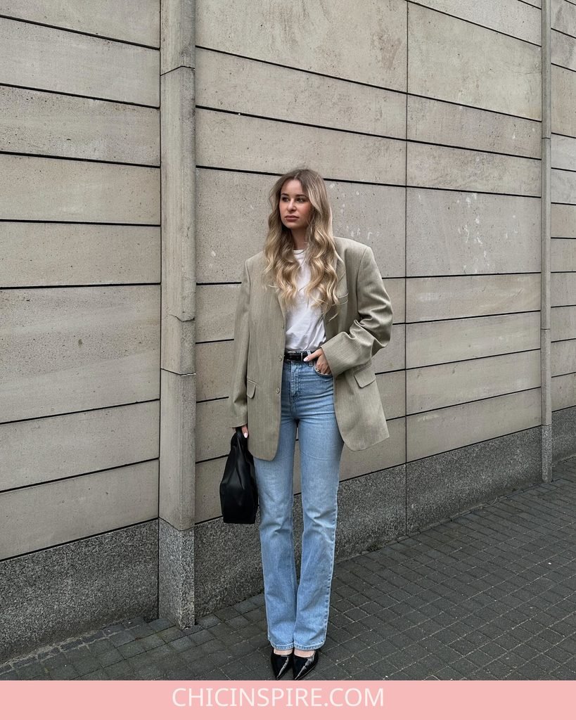 Oversized Blazer + Straight-Leg Jeans